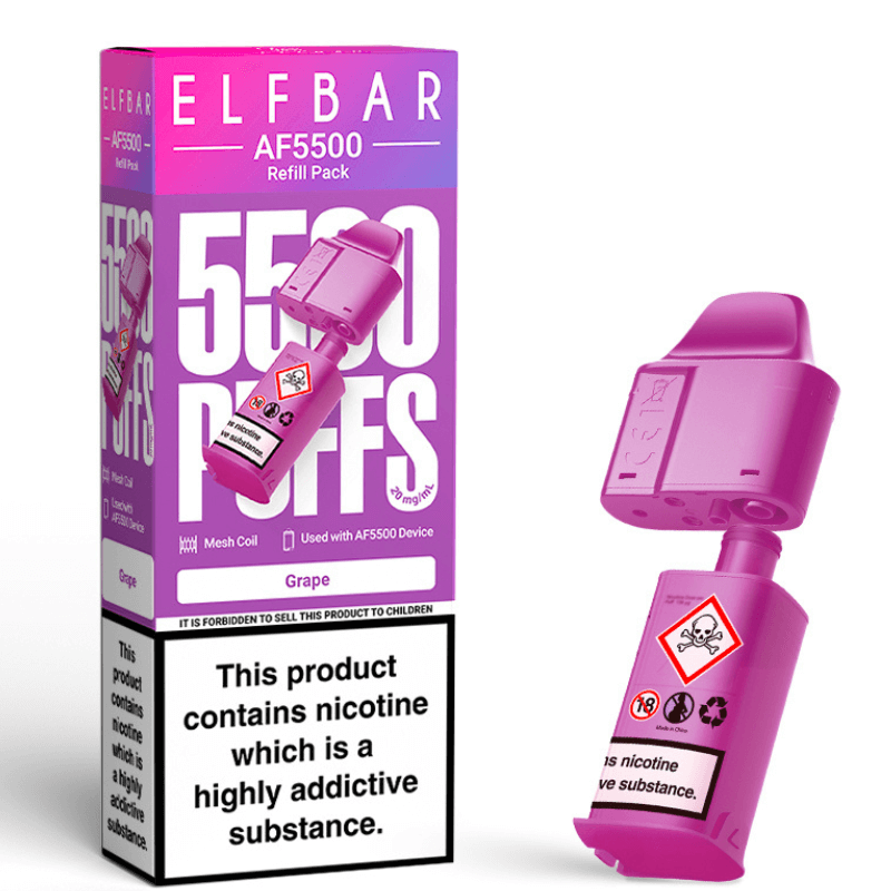 Grape Elf Bar AF5500 Pod | 5500 Puff Prefilled Vape Refill The E-Cig Store Grape Elf Bar AF5500 Pod | 5500 Puff Prefilled Vape Refill The E-Cig Store