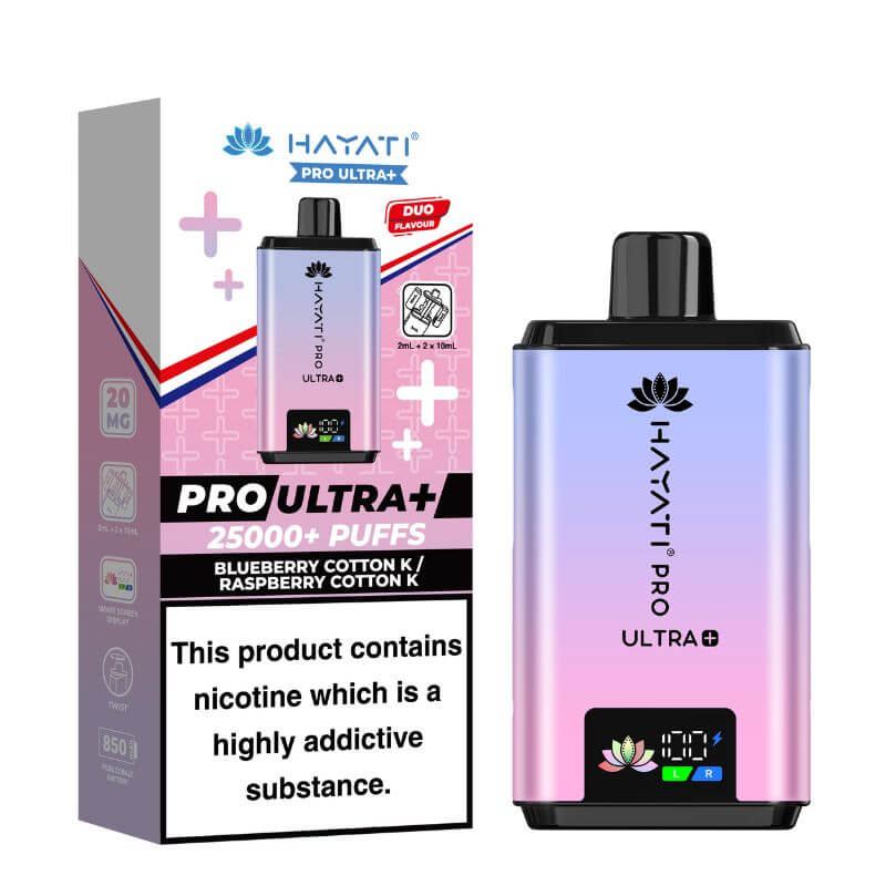 Hayati_Pro_Ultra_Plus_25K_Puff_Pod_Kit_Bluberry cotton K / Raspberry Cotton k
