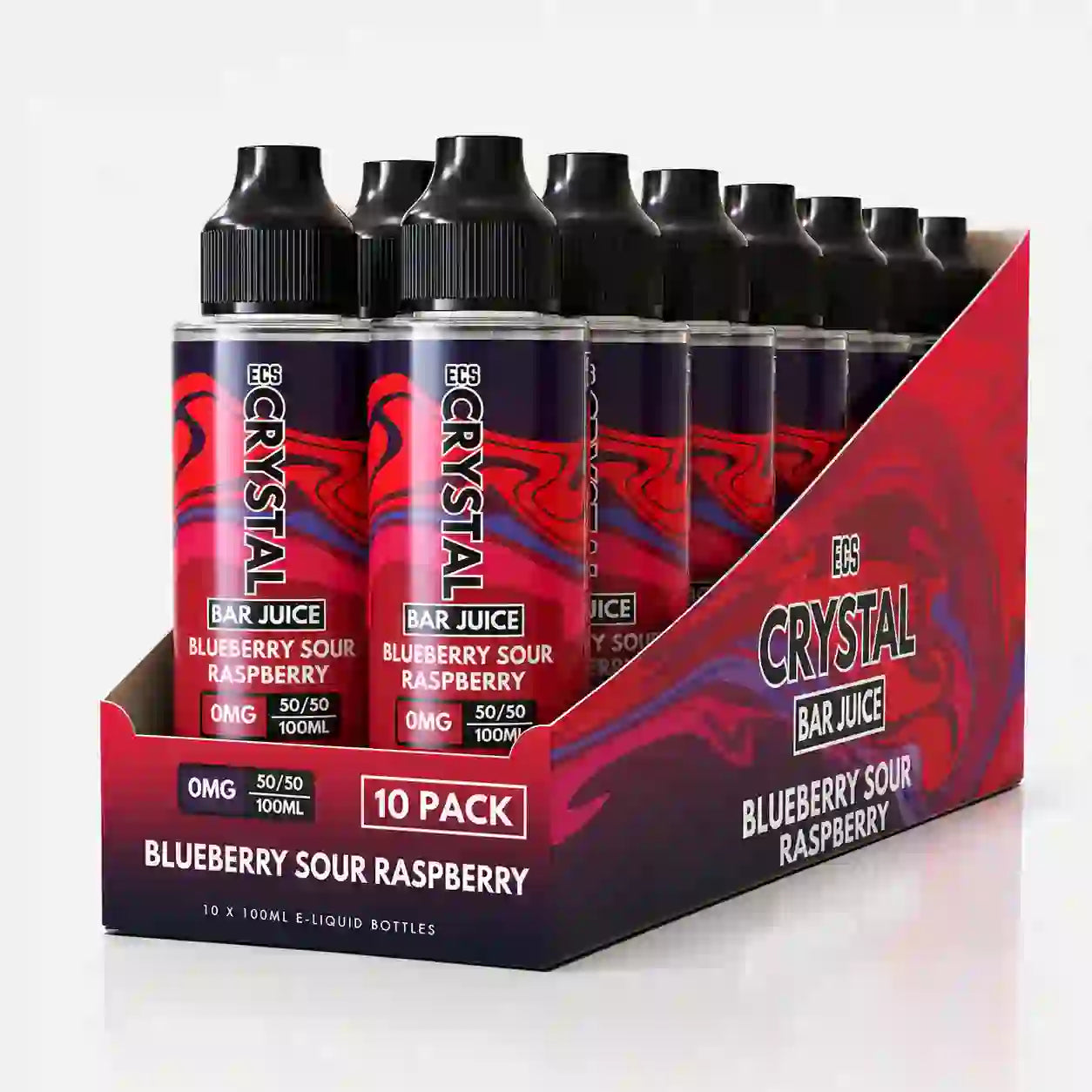 Blueberry Sour Raspberry Crystal Bar Juice 10 Pack - 100ml Shortfill E-Liquid