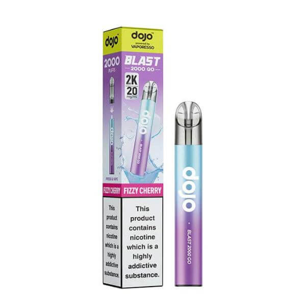 Vape device with packaging labeled 'dojo' on a white background