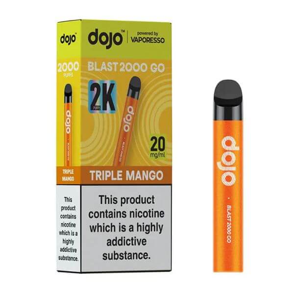 dojo BLAST2000 GO vape device packaging with orange and yellow design.