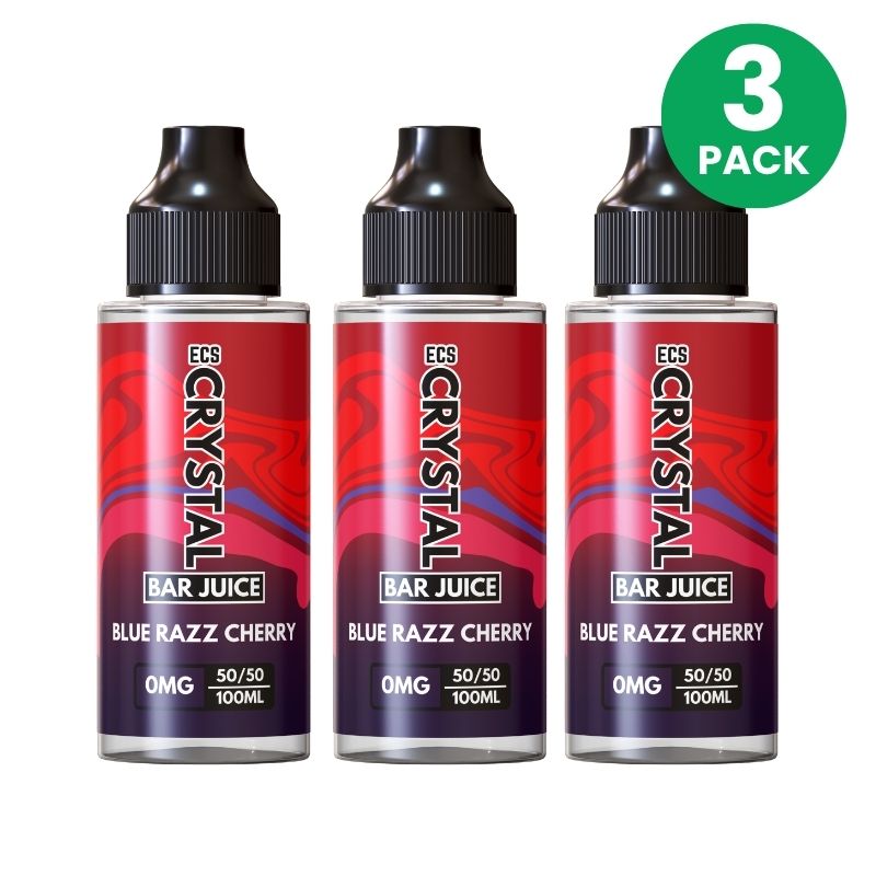 Blue Razz Cherry Crystal Bar Juice 3 Pack - 100ml Shortfill E-Liquid