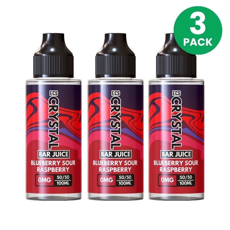 Blueberry Sour Raspberry Crystal Bar Juice 3 Pack - 100ml Shortfill E-Liquid