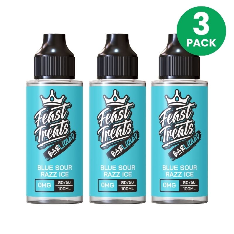 Blue Sour Razz Ice by Feast Treats 3 Pack - 100ml Shortfill E-Liquid