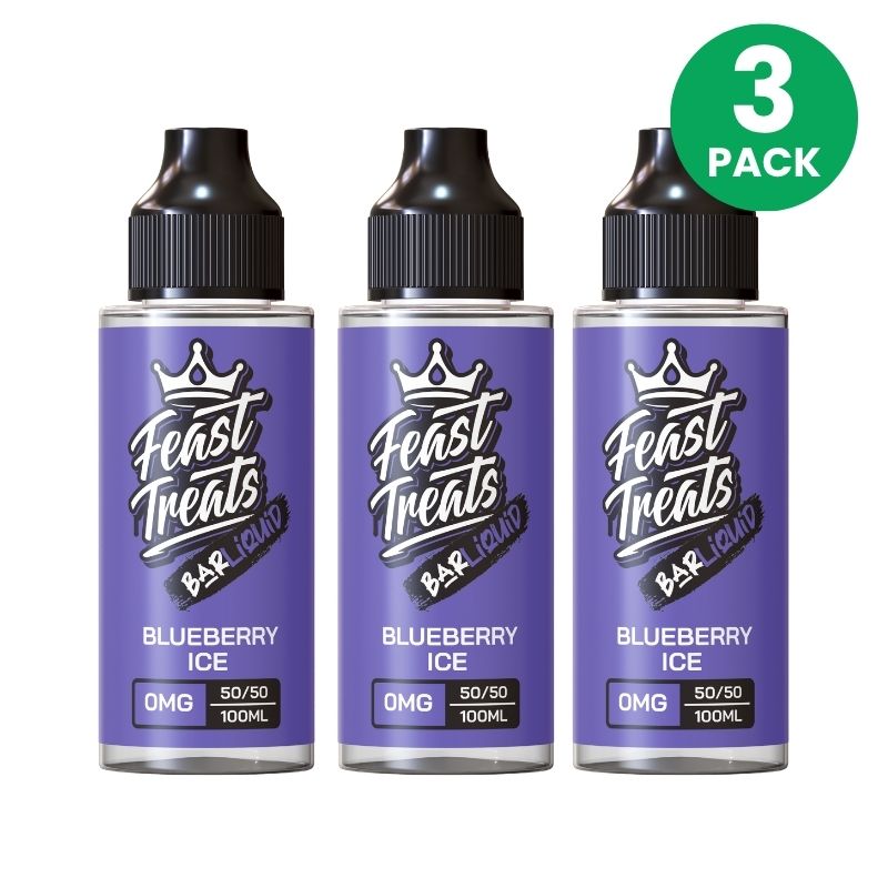 Blueberry Ice by Feast Treats 3 Pack - 100ml Shortfill E-Liquid