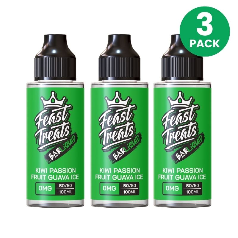 Kiwi Passionfruit Guava Ice by Feast Treats 3 Pack - 100ml Shortfill E-Liquid