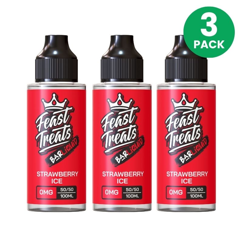 Strawberry Ice by Feast Treats 3 Pack - 100ml Shortfill E-Liquid