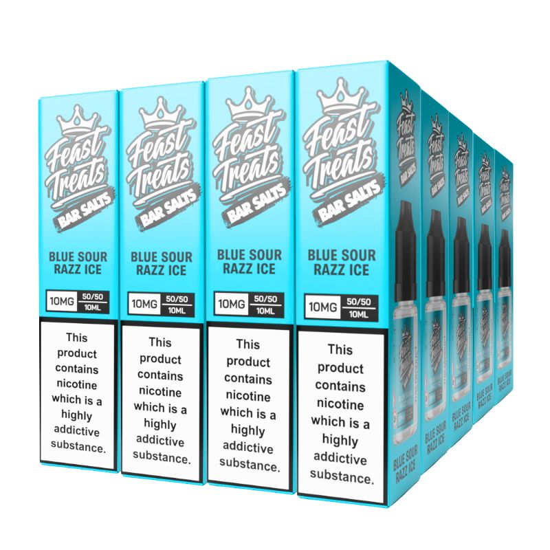 Blue Sour Razz Ice Feast Treats nic salt 20 pack — 20 x 10ml bottles, 10mg and 20mg, bulk vape juice deal
