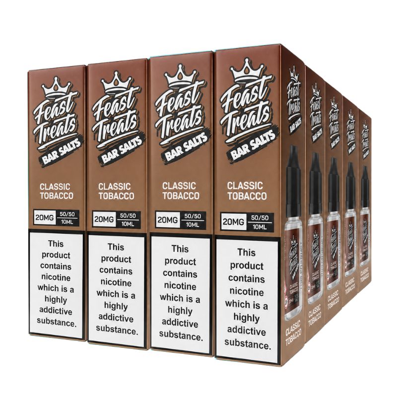 Classic Tobacco Feast Treats nic salt 20 pack — 20 x 10ml bottles, 10mg and 20mg, bulk vape juice deal