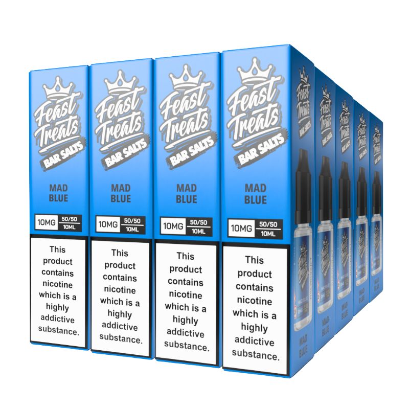 Mad Blue Feast Treats nic salt 20 pack — 20 x 10ml bottles, 10mg and 20mg, bulk vape juice deal