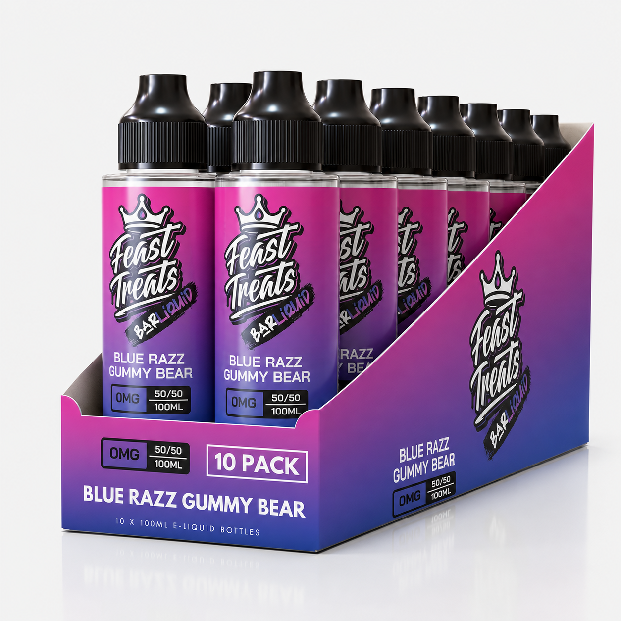 Blue Razz Gummy Bear by Feast Treats 10 Pack - 100ml Shortfill E-Liquid