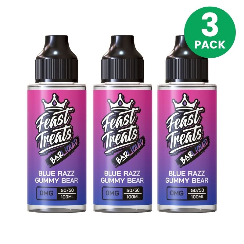 Blue Razz Gummy Bear by Feast Treats 3 Pack - 100ml Shortfill E-Liquid