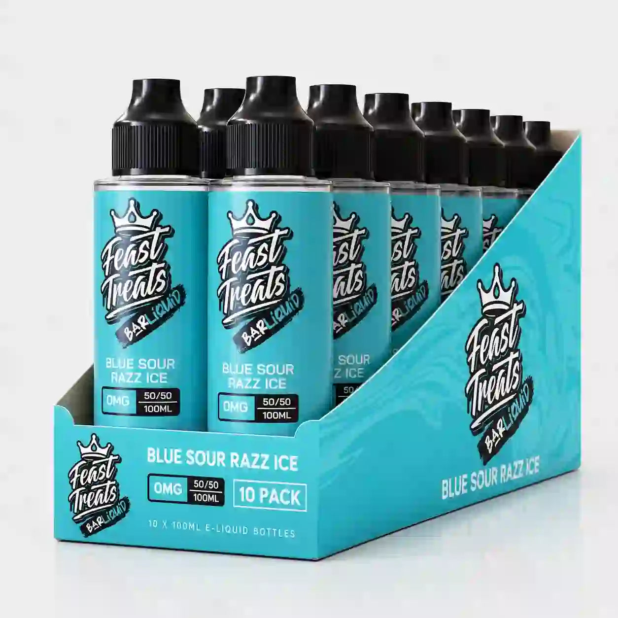 Blue Sour Razz Ice by Feast Treats 10 Pack - 100ml Shortfill E-Liquid