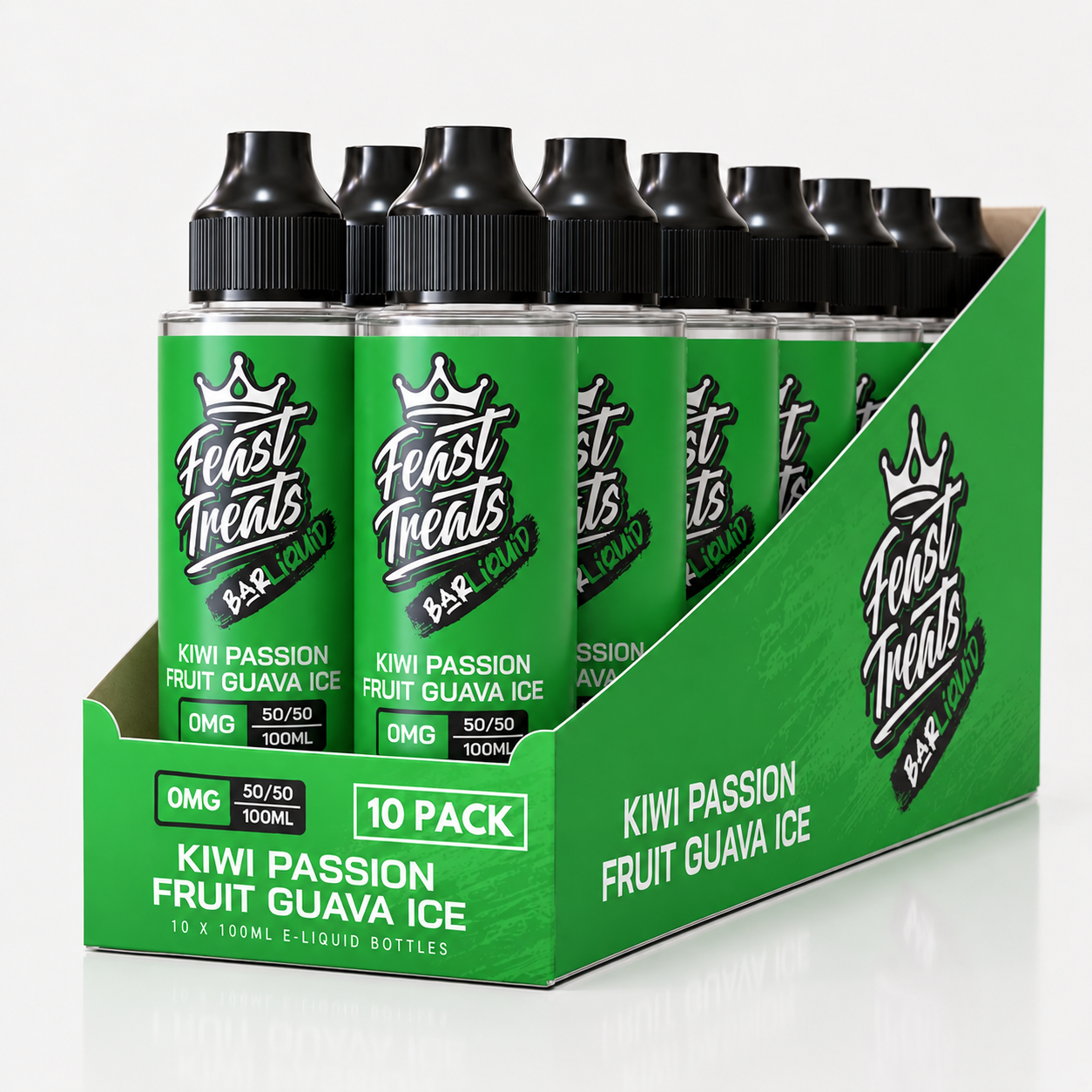 Kiwi Passionfruit Guava Ice by Feast Treats 10 Pack - 100ml Shortfill E-Liquid