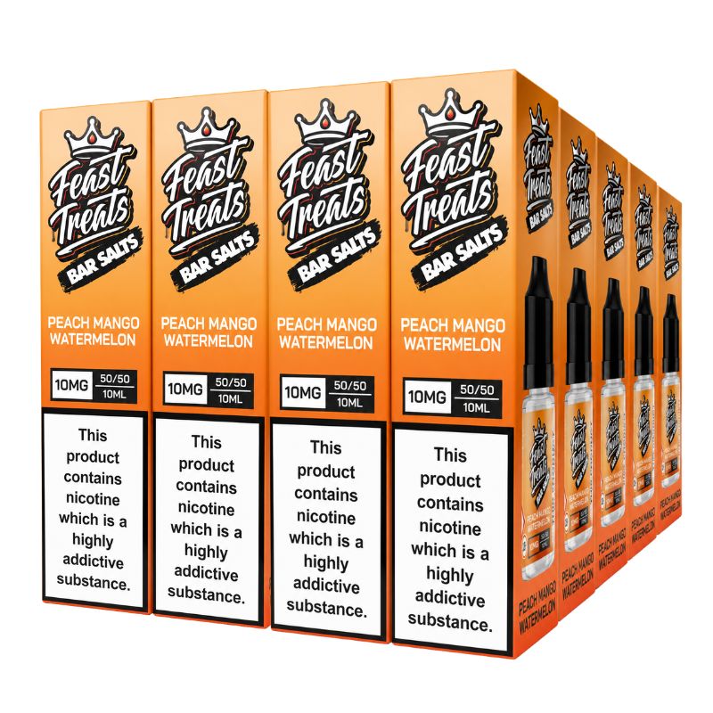 Peach Mango Watermelon Feast Treats Nic Salts – 20 Pack (20 x 10ml) Bulk Vape Juice