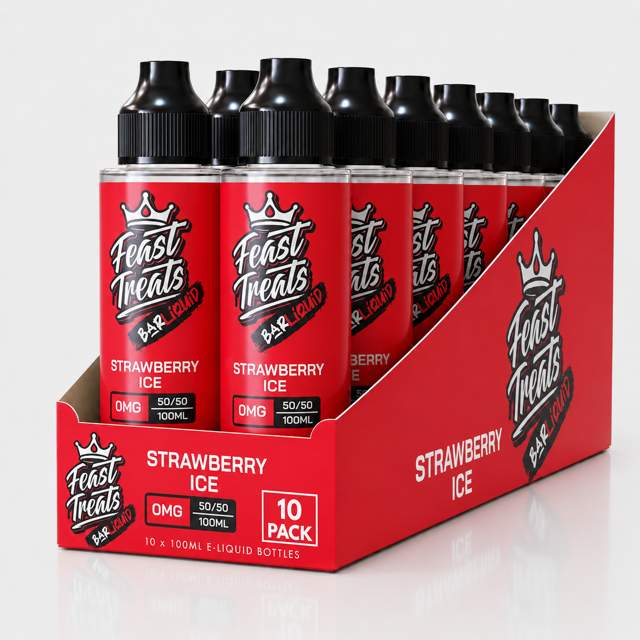 Strawberry Ice by Feast Treats 10 Pack - 100ml Shortfill E-Liquid