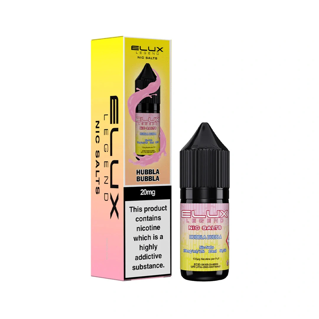 Hubbla Bubbla Nic Salt E-Liquid by Elux Legend 10ml bottle and box
