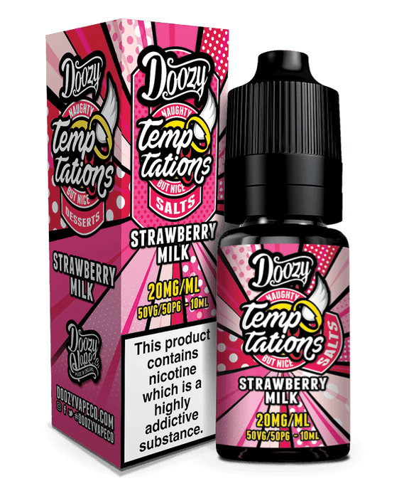 Doozy Vape Temptations Strawberry Milk 10ML Nic Salt | The e-Cig Store