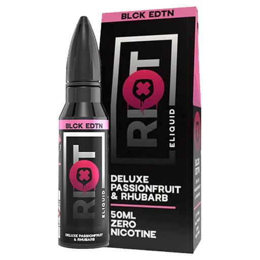 Riot Squad Black Edition Deluxe Passionfruit & Rhubarb 50ml Shortfill E-Liquid | The e-Cig Store